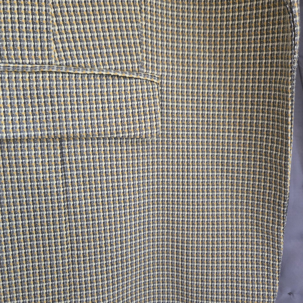 Worthington Womens Blazer Large Grey Yellow Plaid Houndstooth Open Front Jacket - Picture 7 of 8